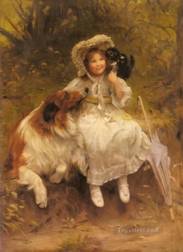 ペットと子供 Painting - 彼は傷つかない 牧歌的な子供たち アーサー・ジョン・エルスリー ペットの子供たち